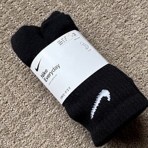 Nike Black Crew Socks with White Swoosh - 3 Pack
